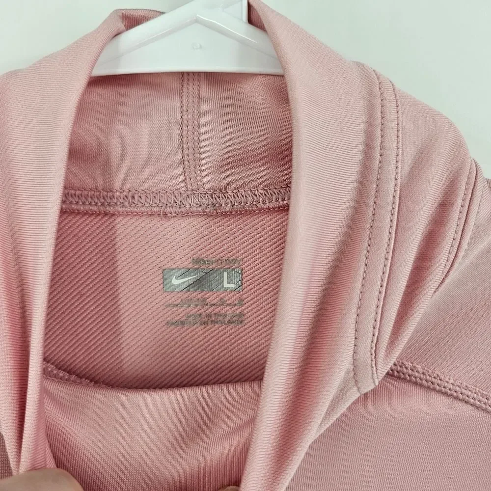 Nike sweatshirt large pink turtleneck sweater long sleeve shirt running gym